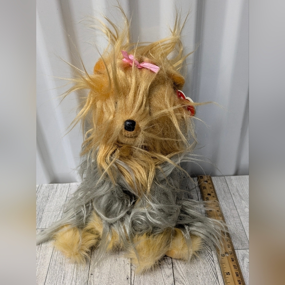 Ty Mitsy Stuffed Animal with Pink Bow - Gray and Tan